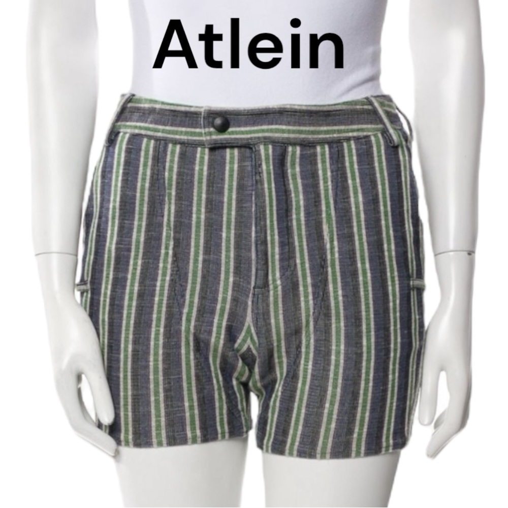 ATLEIN, FRANCE STRIPED MINI SHORTS